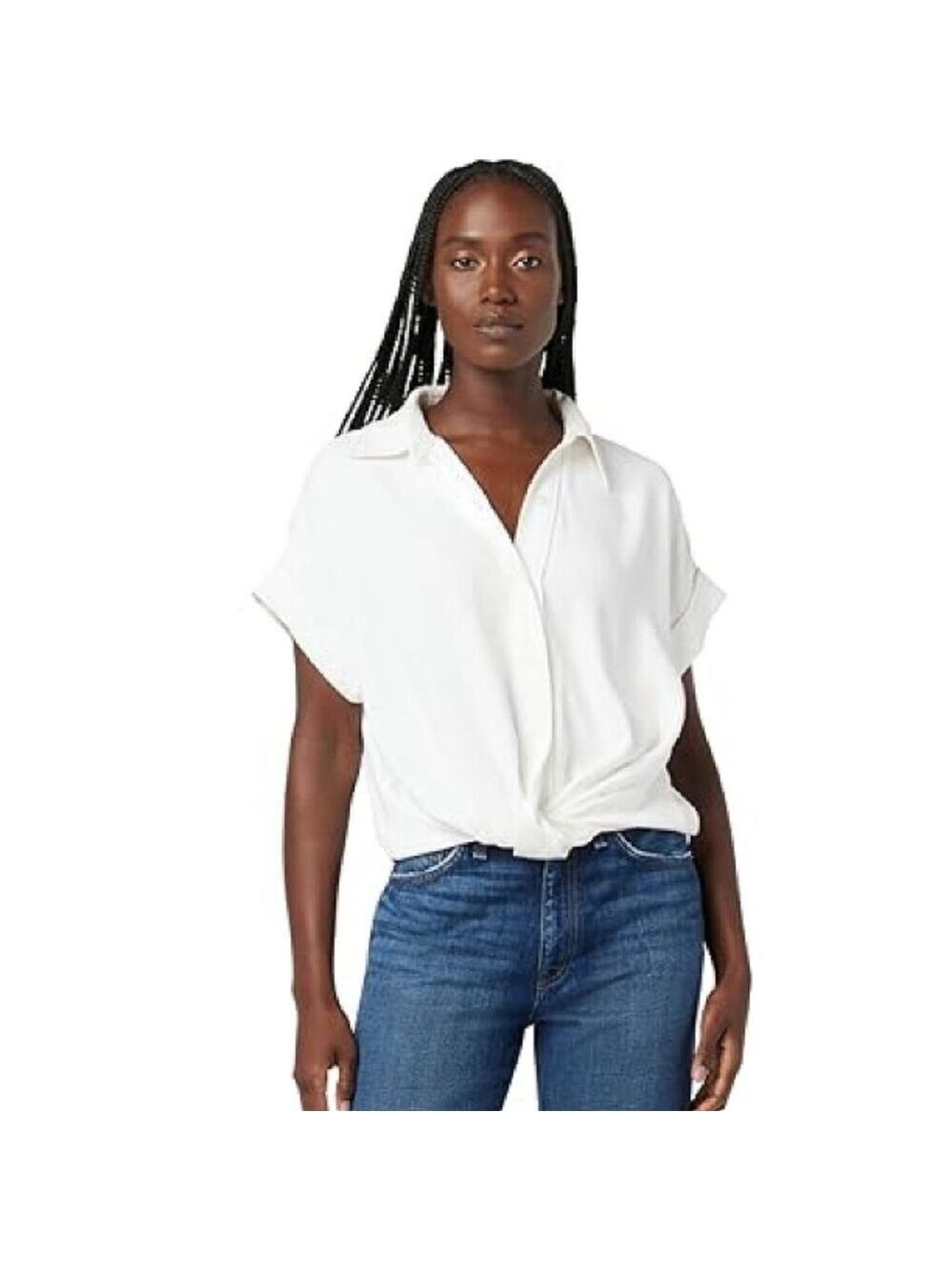 HUDSON Women's Knot Front Button Down Short Sleeve Shirt XL NWT